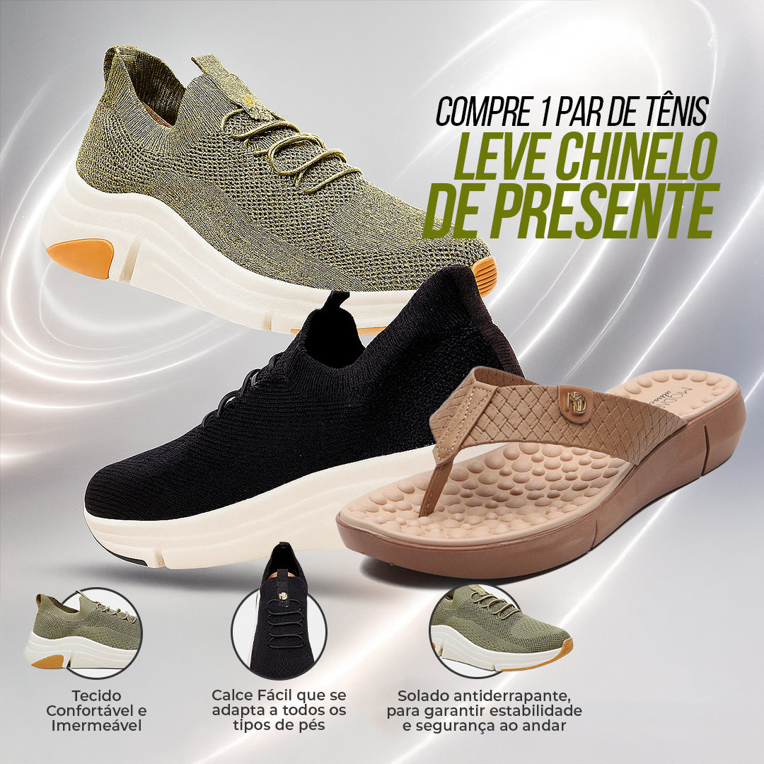 Tênis Ortopédico + Chinelo Massageador - [Envio Nacional] (ANIVERSÁRIO MODARE 50 ANOS + ESQUENTA BLACK FRIDAY ÚLTIMAS UNIDADES)